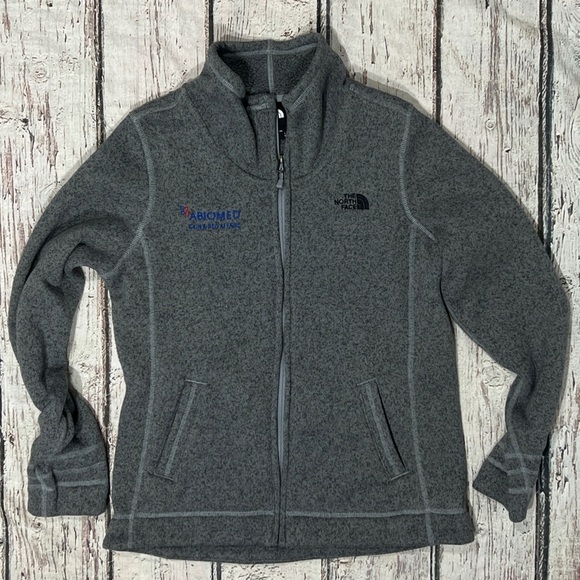 The North Face Gray Sweater Fleece Zip Up Corporation Logo Women's Jacket - Picture 1 of 4